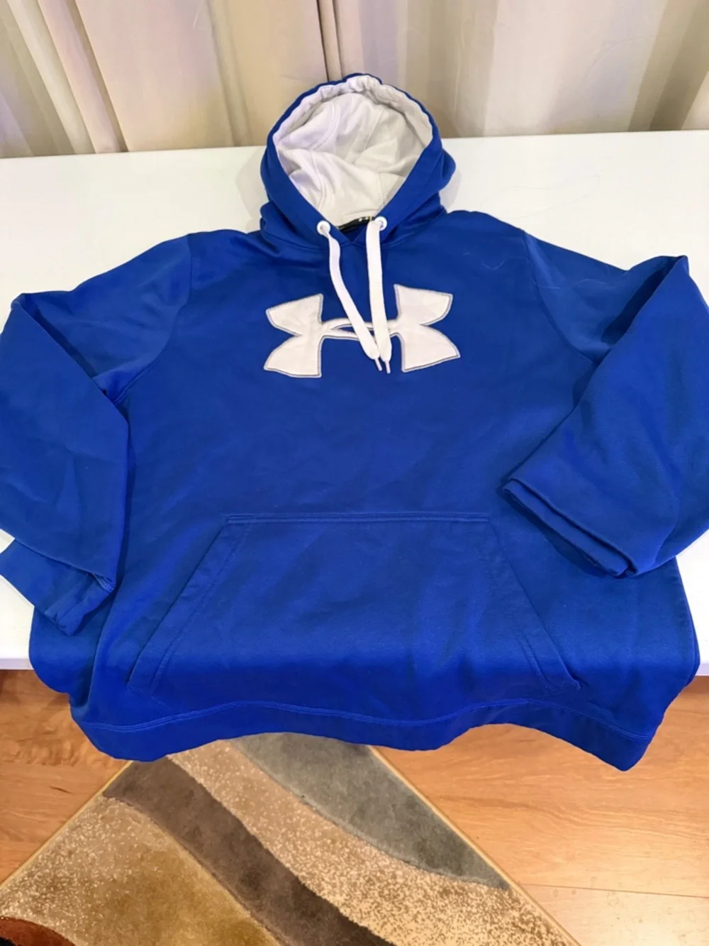 Under Armour Royal Blue Crewneck Hoodie with White Logo - Picture 1 of 2